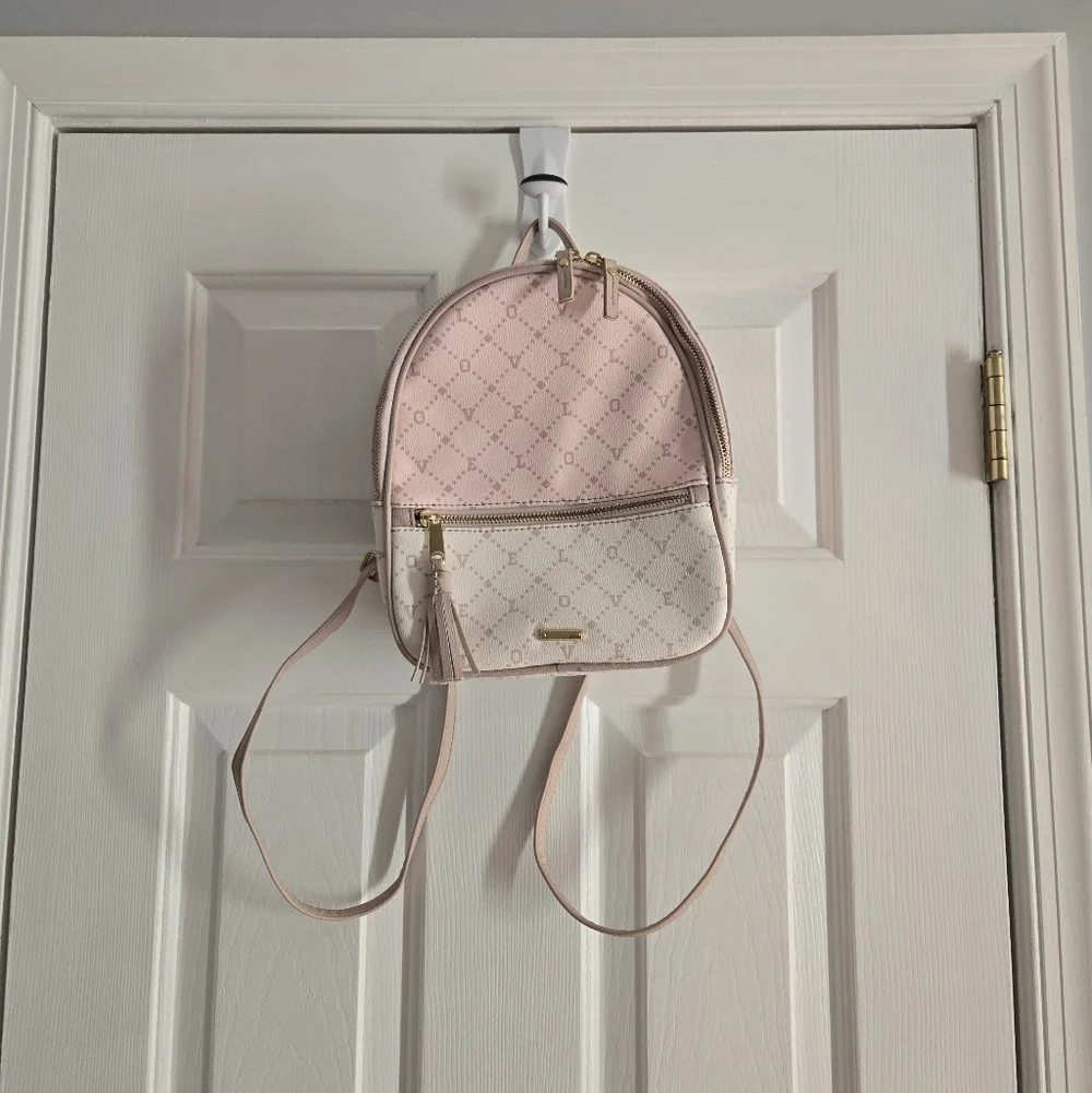 Elegant Pink and Cream Love Mini Backpack